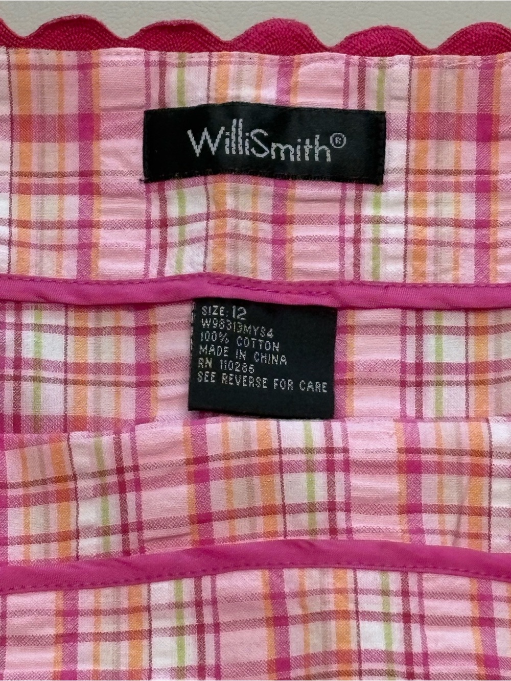 Willi Smith Pink Plaid Skirt with Scalloped Hem - Picture 2 of 9